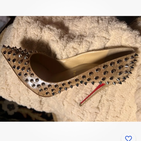🔥CHRISTIAN LOUBOUTIN ✨Gold Lame✨& Silver Spiked📌 Follies Heels 👠 [SZ41] $1295 - Picture 9 of 15